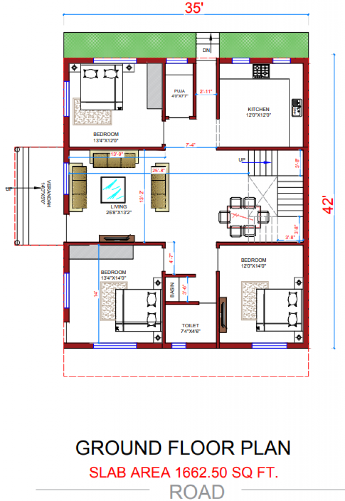 1662 sqft floor plan