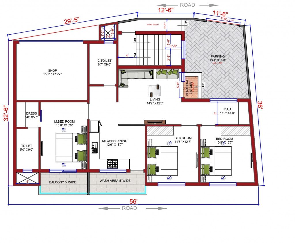 3d elevation for rental house