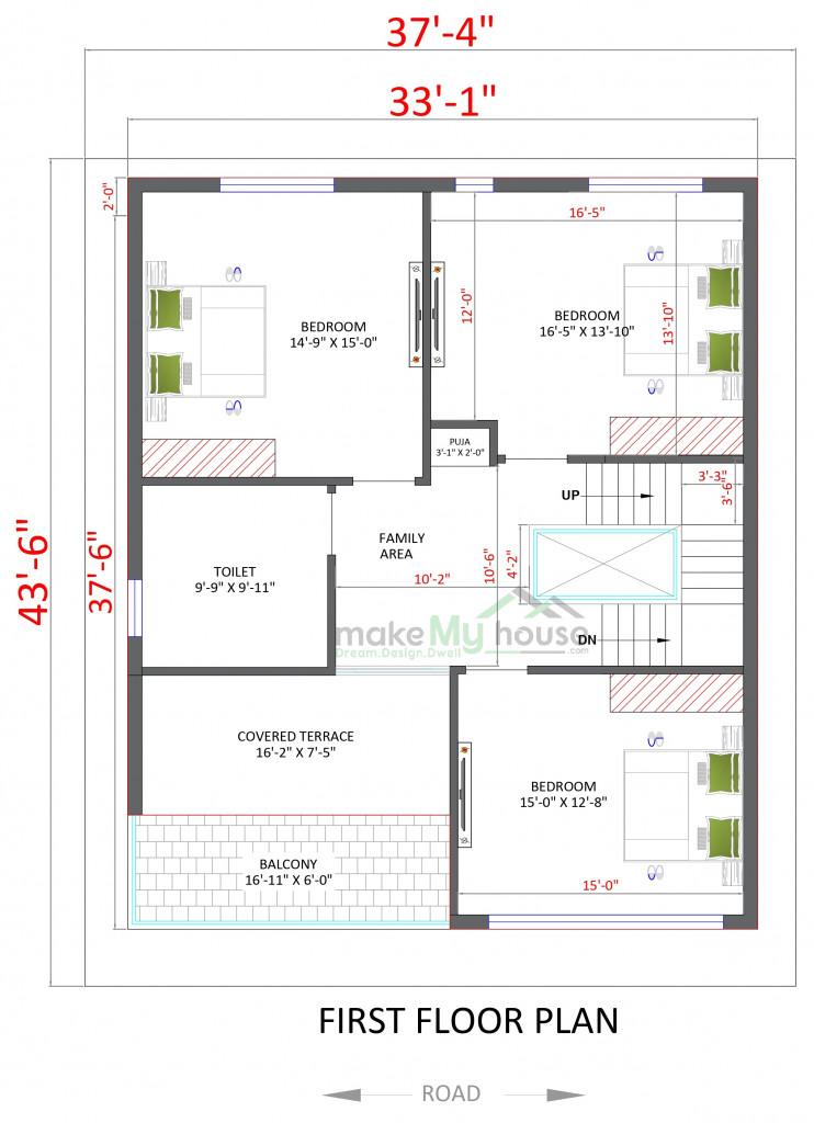 1634 sqft floor plan