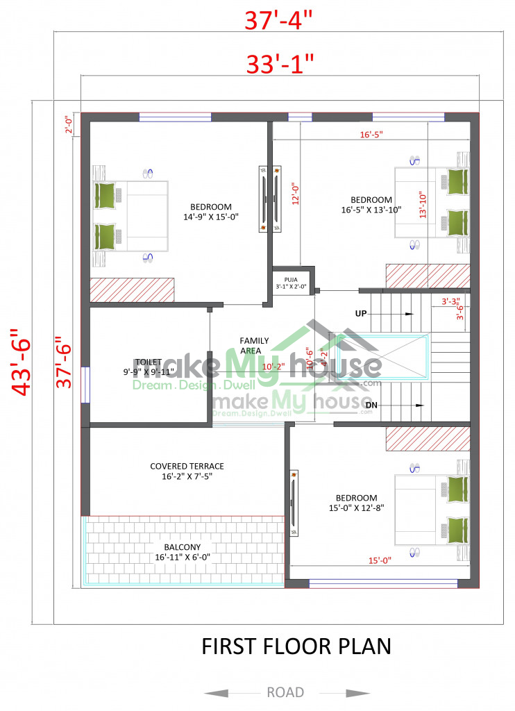 1634 sqft floor plan