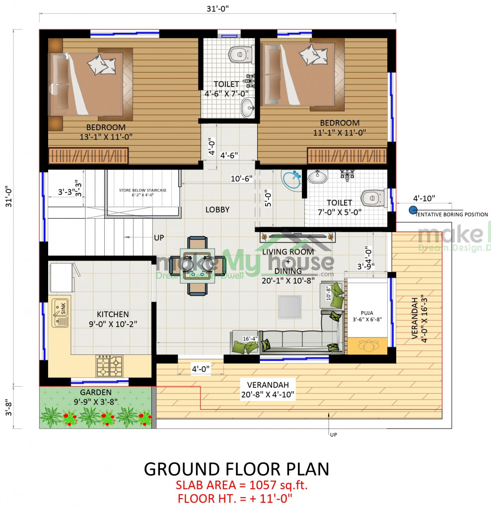 3d elevation for luxury flat 