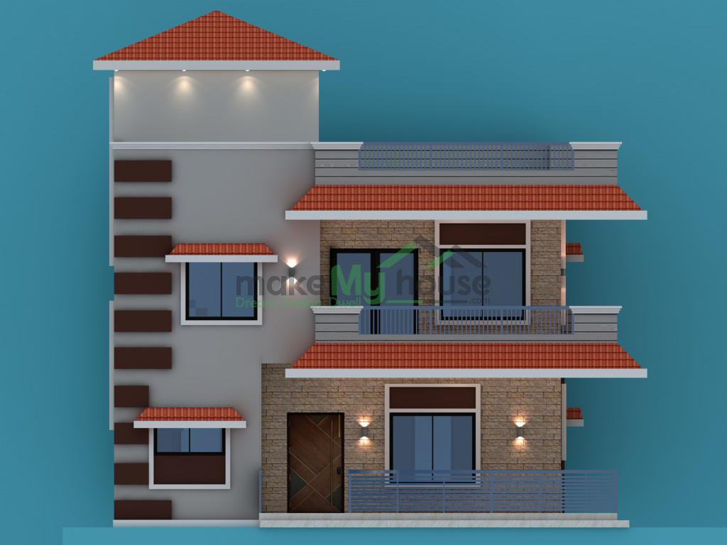 3d elevation designs for single floor house 