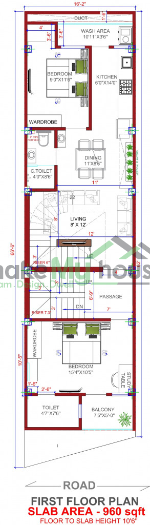 1070 sqft floor plan