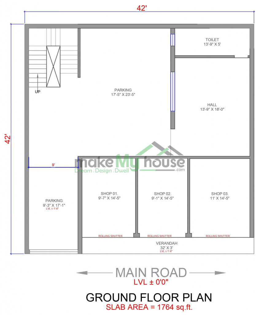 42x42 house plan