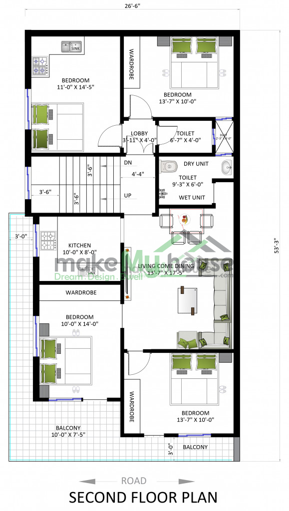 26ft x 51ft Floor Plan