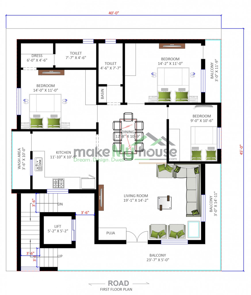 1800 sqft floor plan