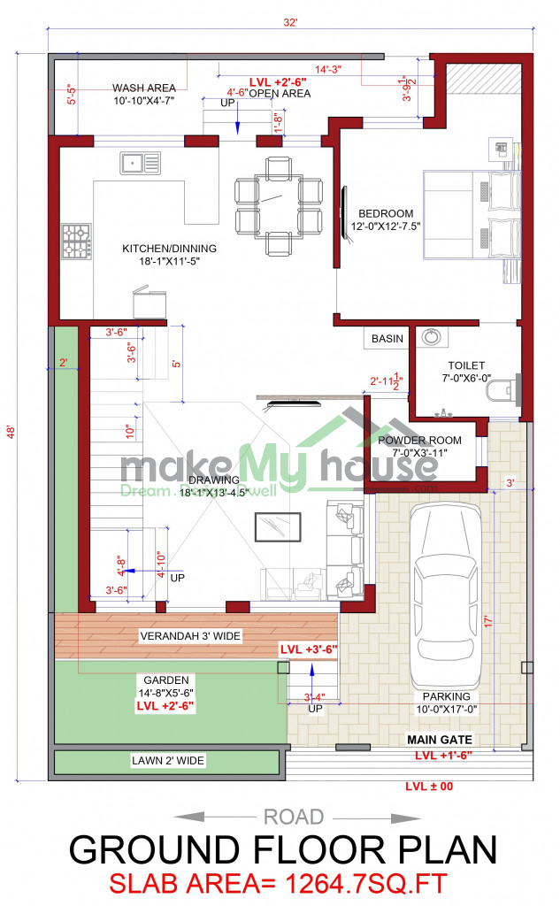 3d elevation for luxury flat 