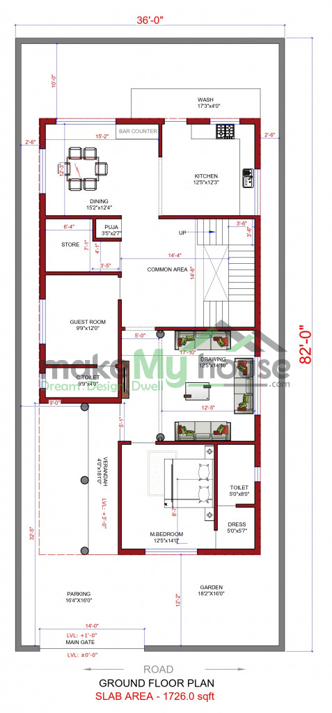 36x82 floor plan