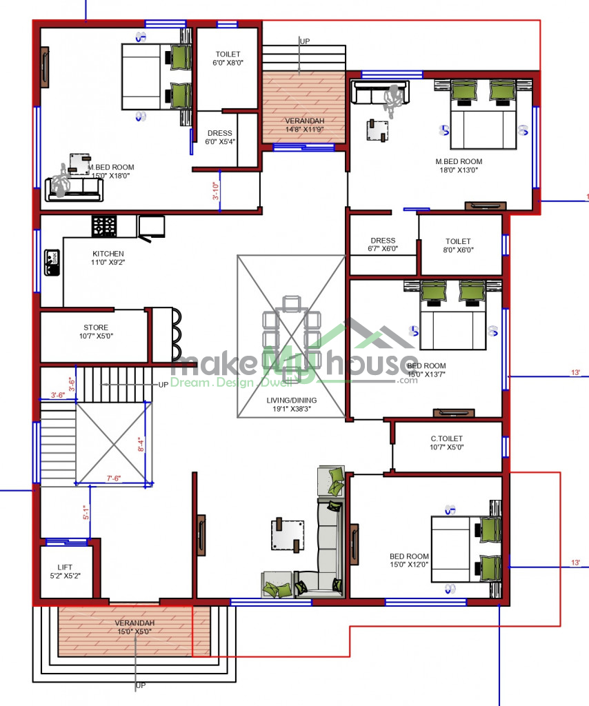 70x140 house plan