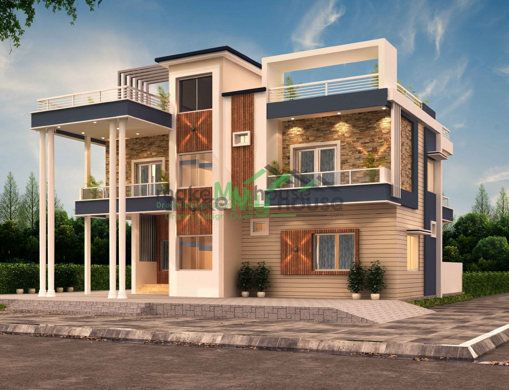 2d elevation designs for residential house 