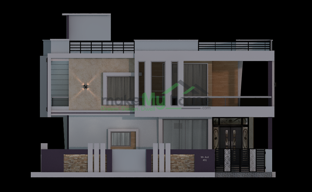 3d elevation for luxury flat 