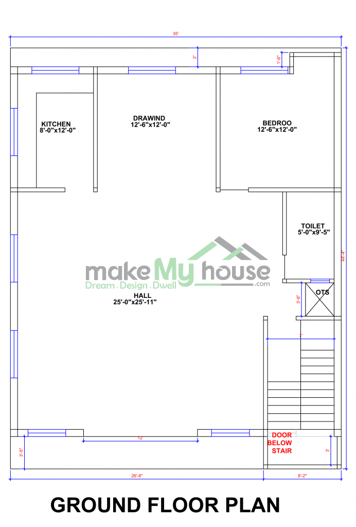 35x44 House Plan