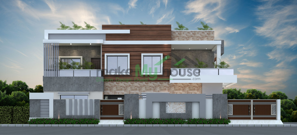 3D elevation designs for villa 