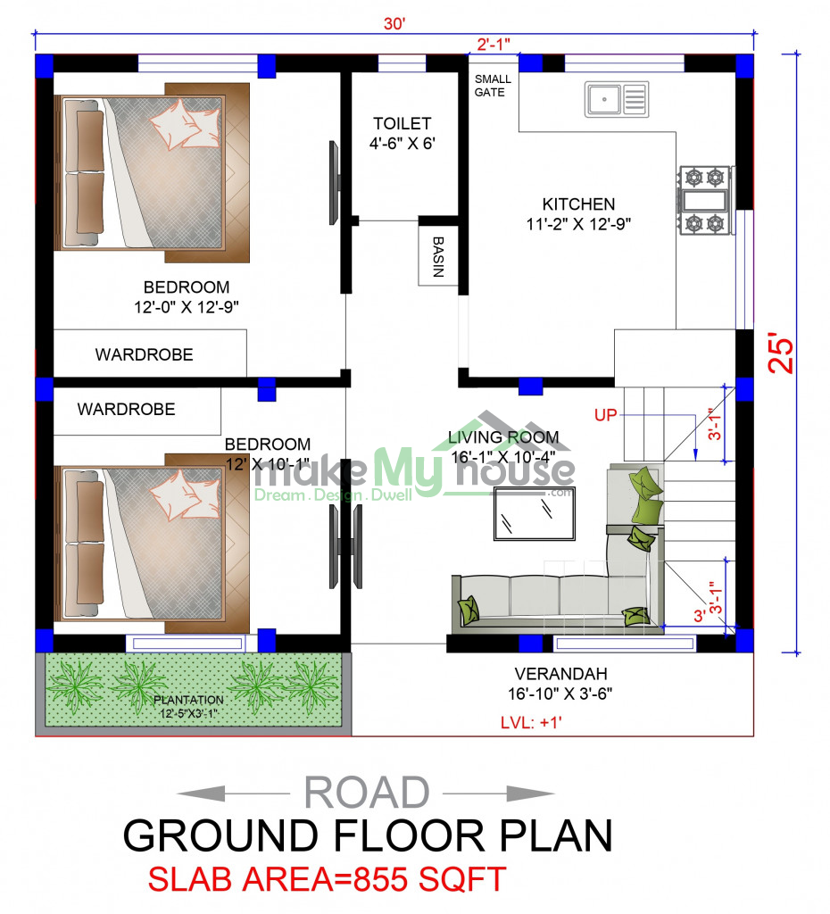 30x25 floor plan