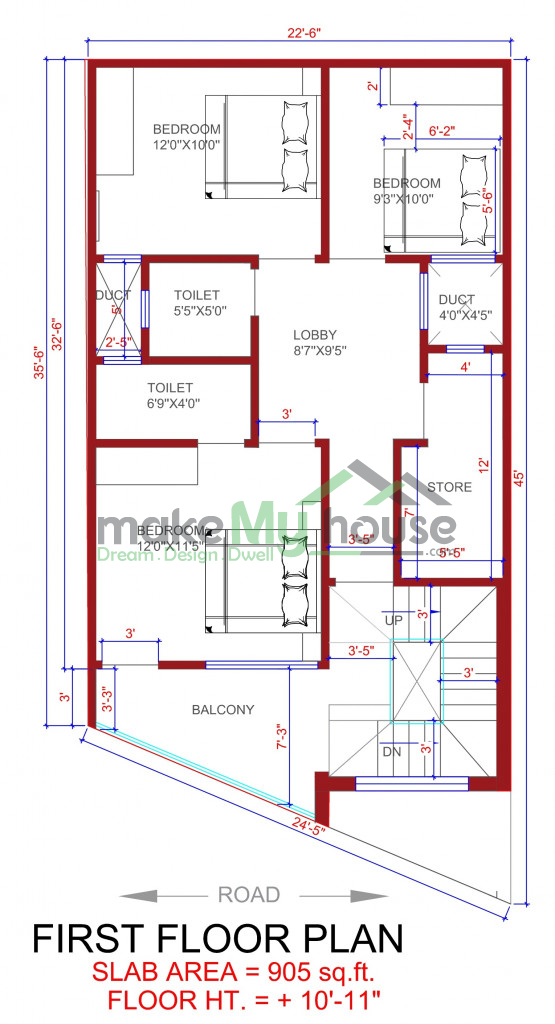 23X45 Floor Plan