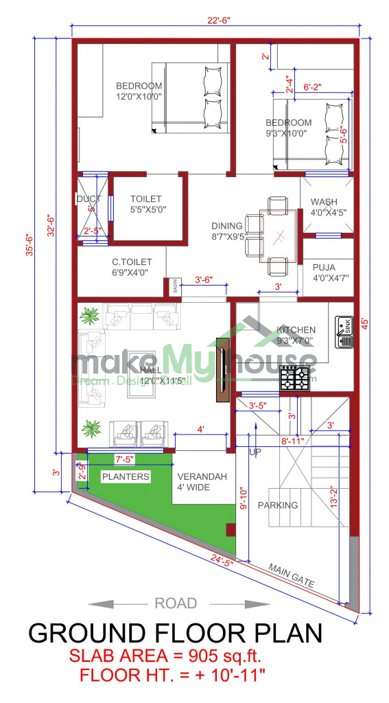 23x45 house plan