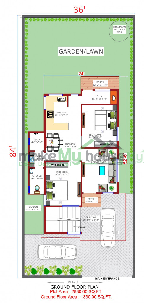 36ft x 84ft Exterior house design