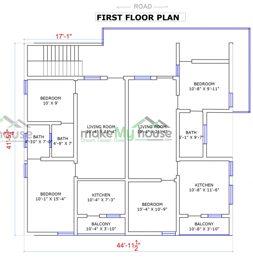 45ft x 42ft Exterior Elevation Design