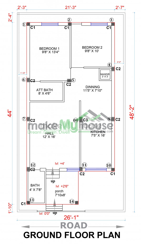 23ft x 46ft Floor Plan