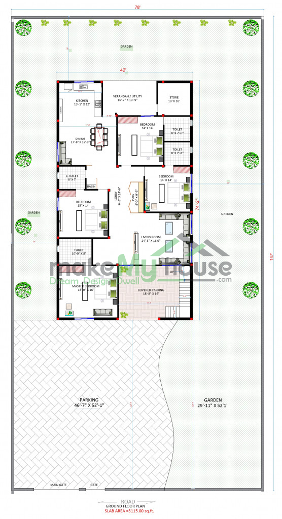 42x74 Floor Plan