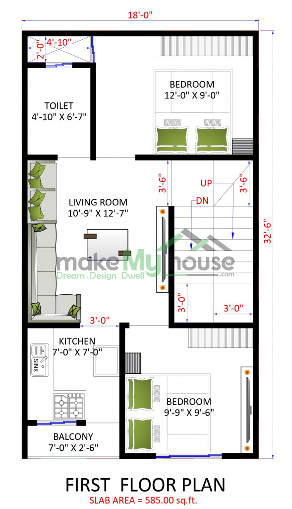 540Sqft House plan