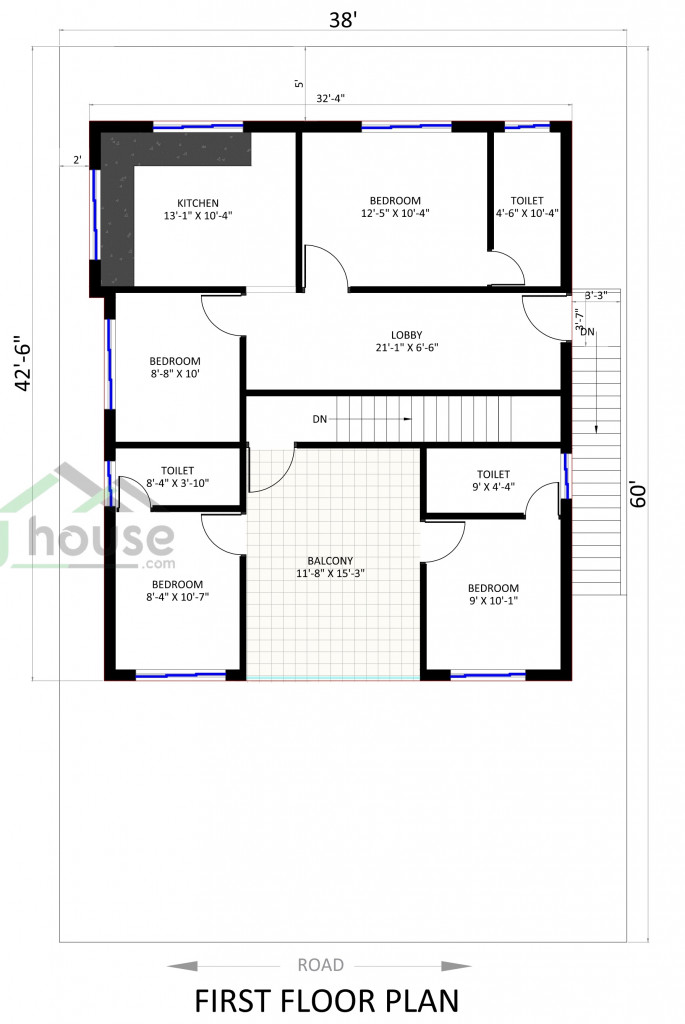 38ft x 46ft House plan