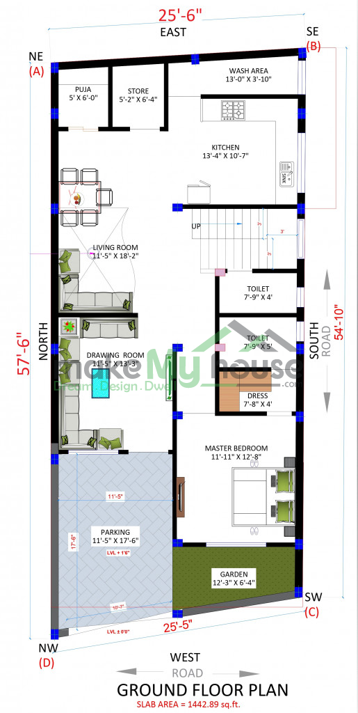 West facing floor plan