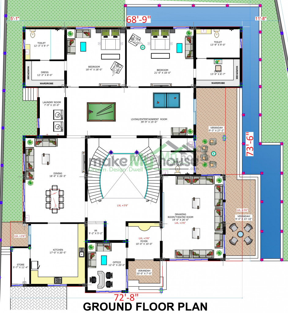 modern house plan elevation