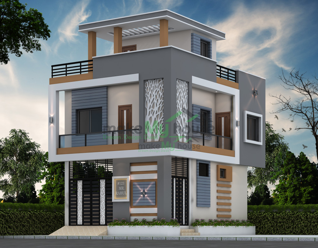 3d elevation for duplex 