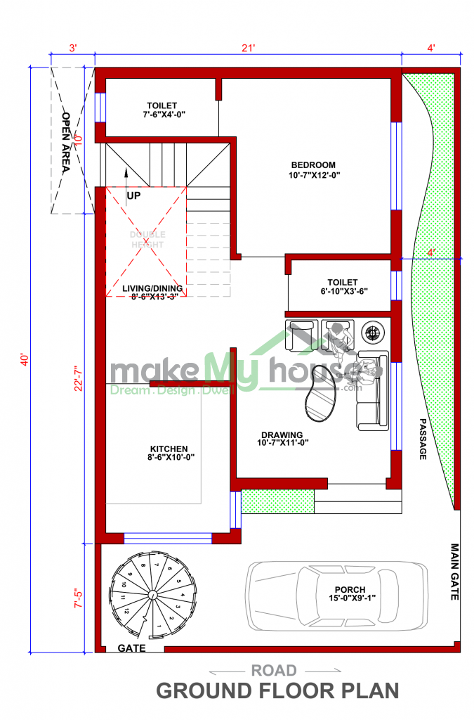 21x40 Floor Plan