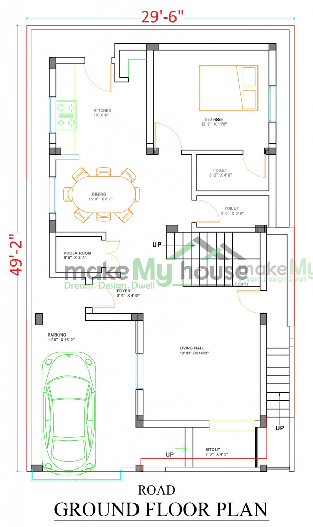 30x50 house elevation design