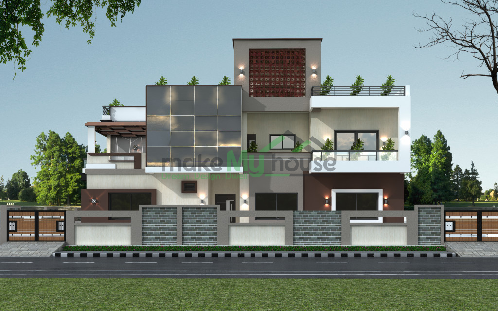 3D elevation designs for villa 