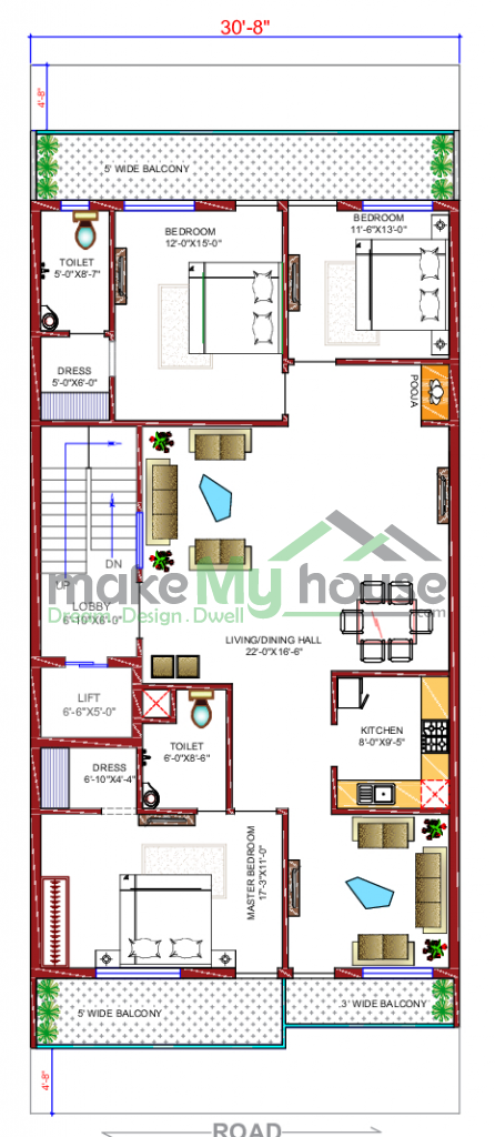 30x75 Floor Plan