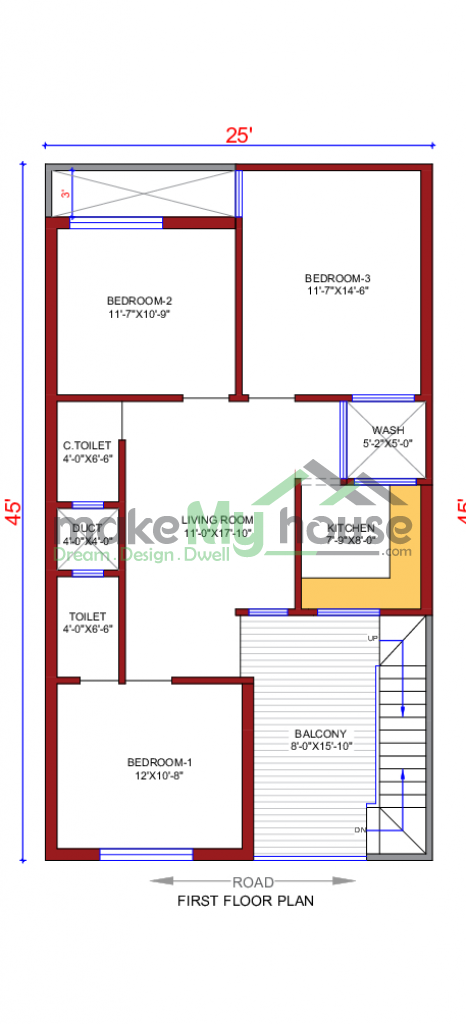 25x45 Floor Plan