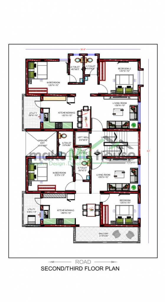 modern multistory floor plan