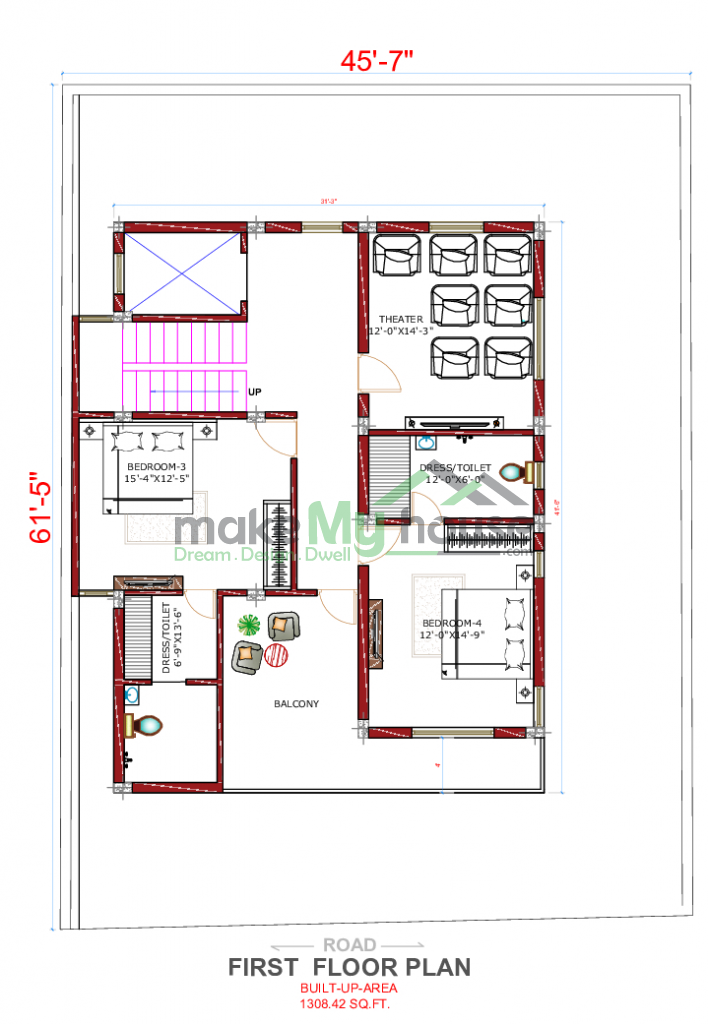 45x61 House Plan