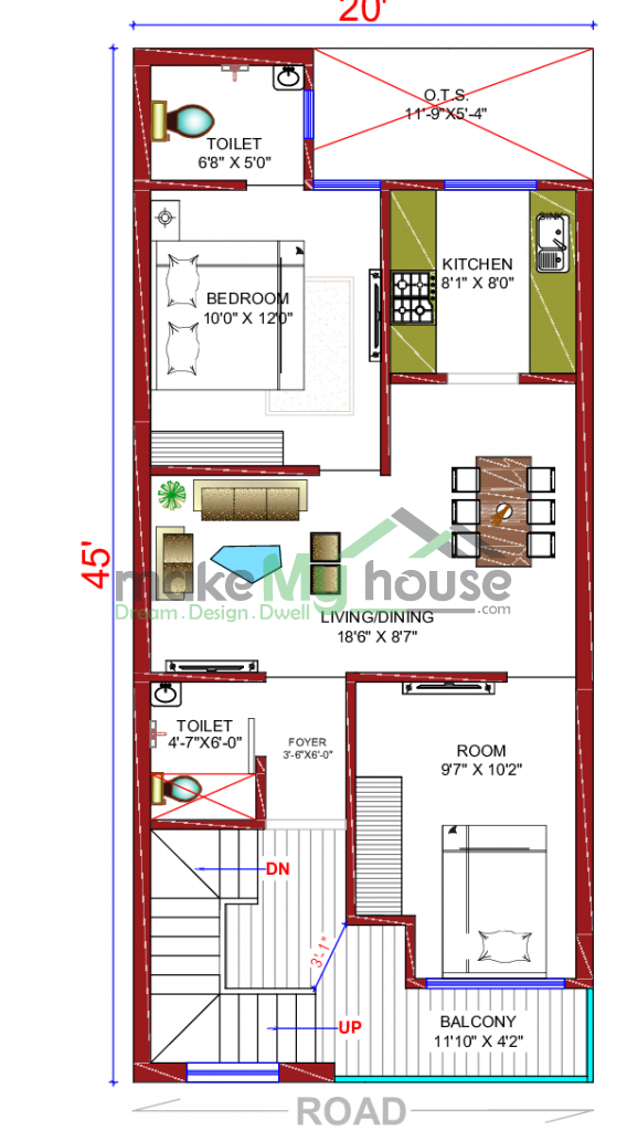 20x45 Floor Plan