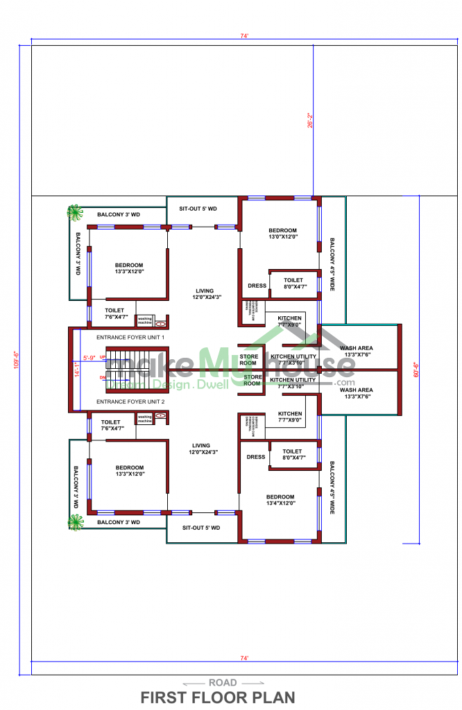 74X109 Floor Plan