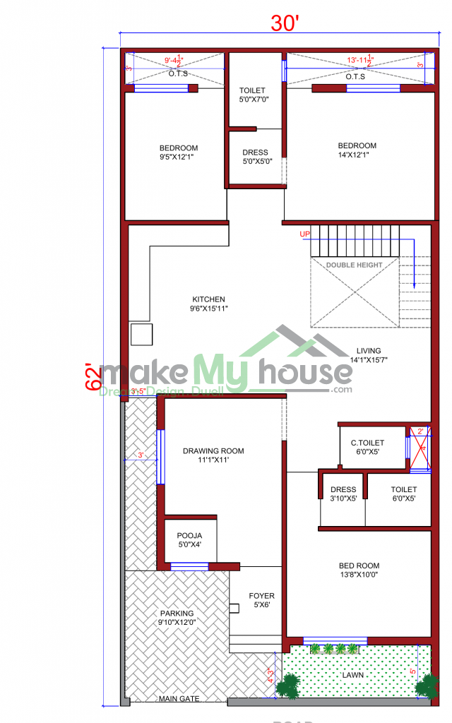 30x62 Floor Plan