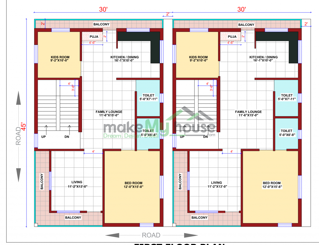 60x50 Plot House Plan