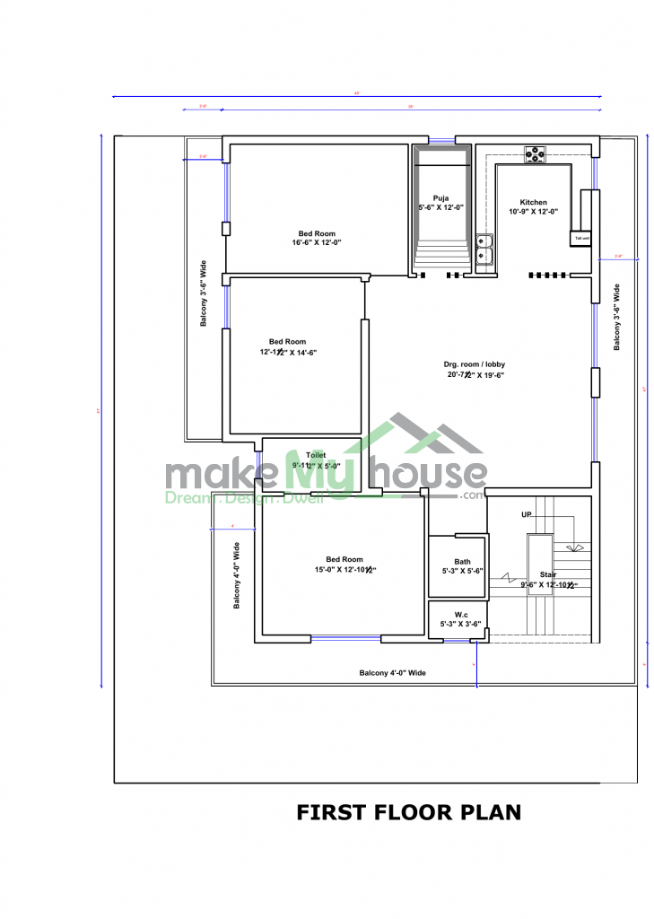 6 Bedroom 2 Storey House Plan 45x60