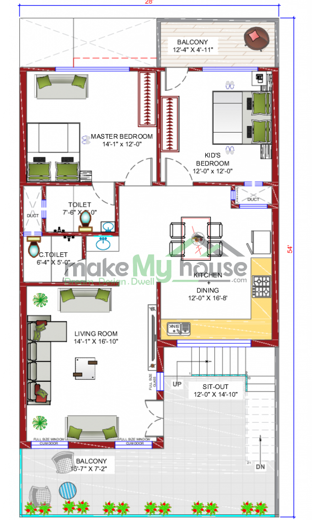 28x54 Floor Plan