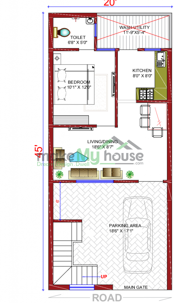 20x45 Floor Plan