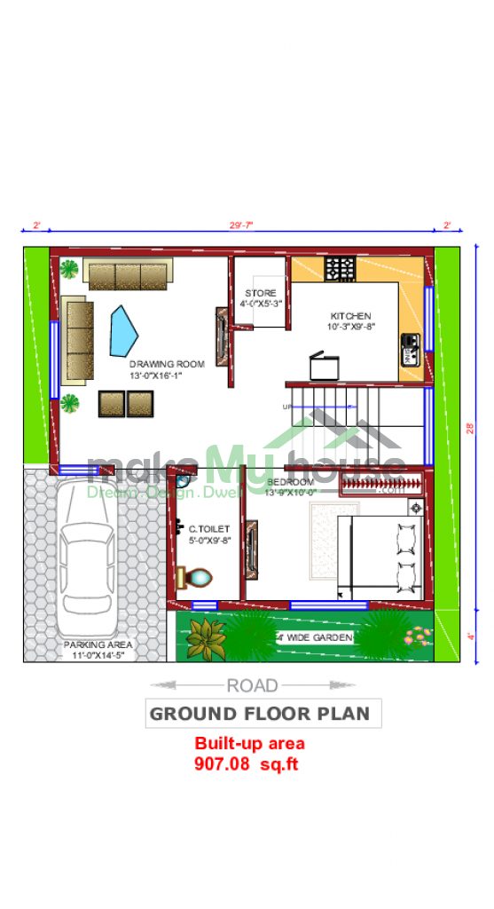 33x32 House Plan