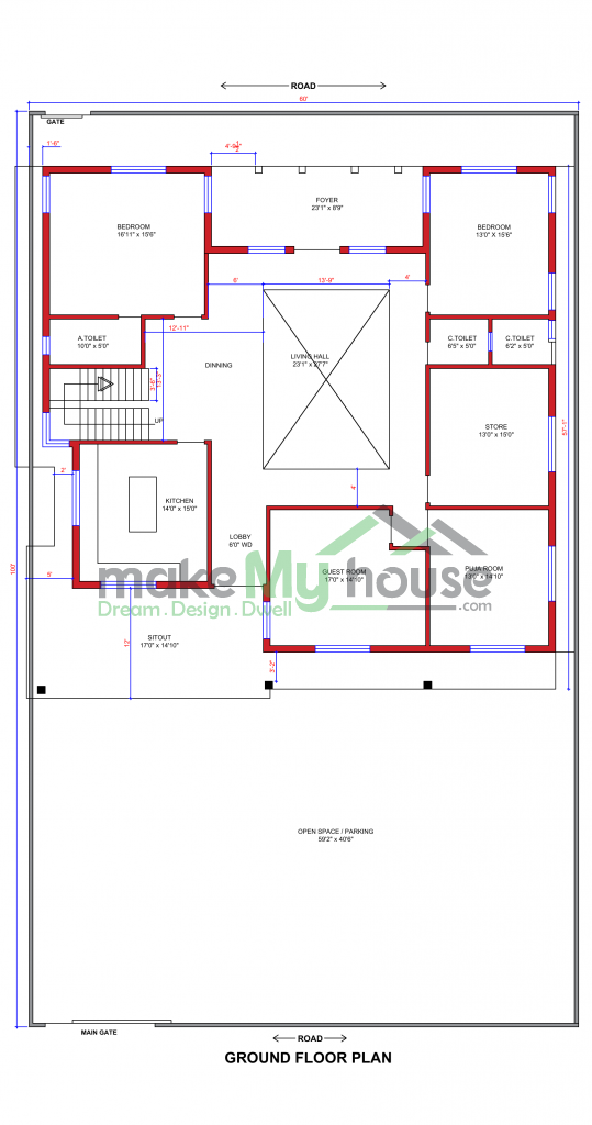 60x100 Modern House Plan