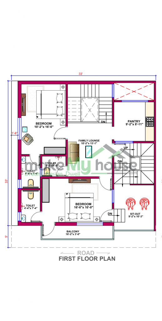 G+2 house design