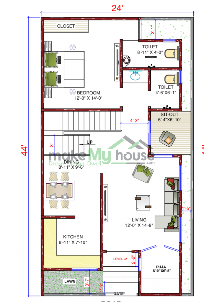 24x44 Floor Plan