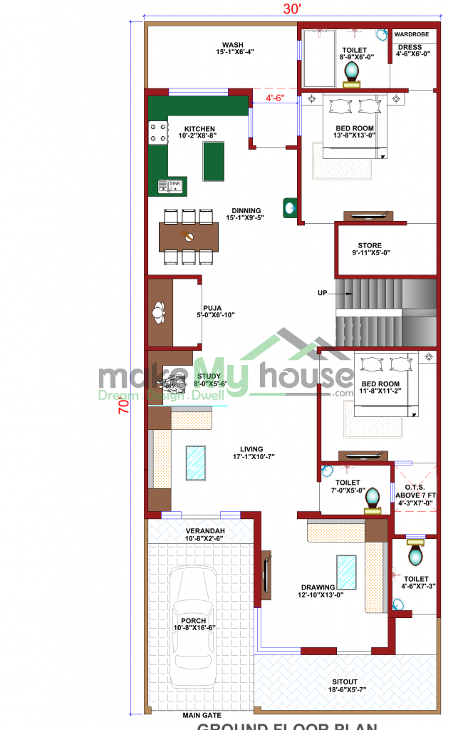 modern house plan elevation