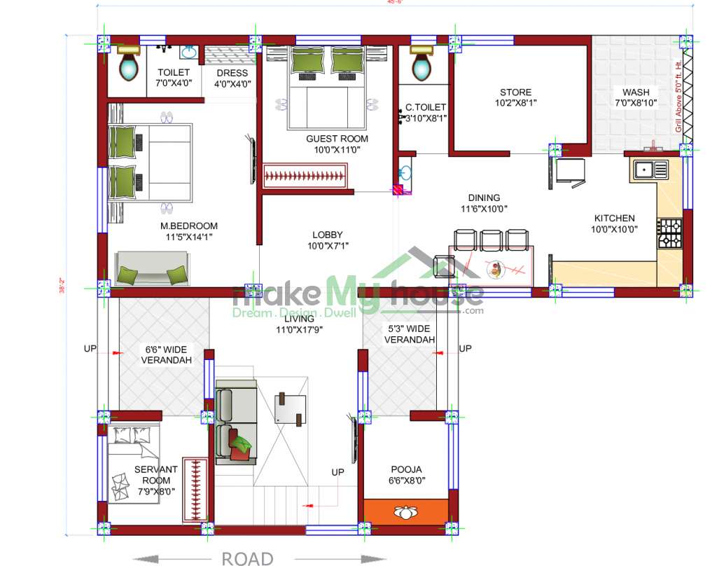 duplex 2d front elevation