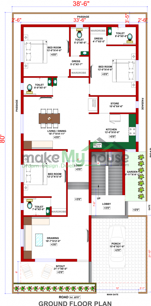 2 floor house plan